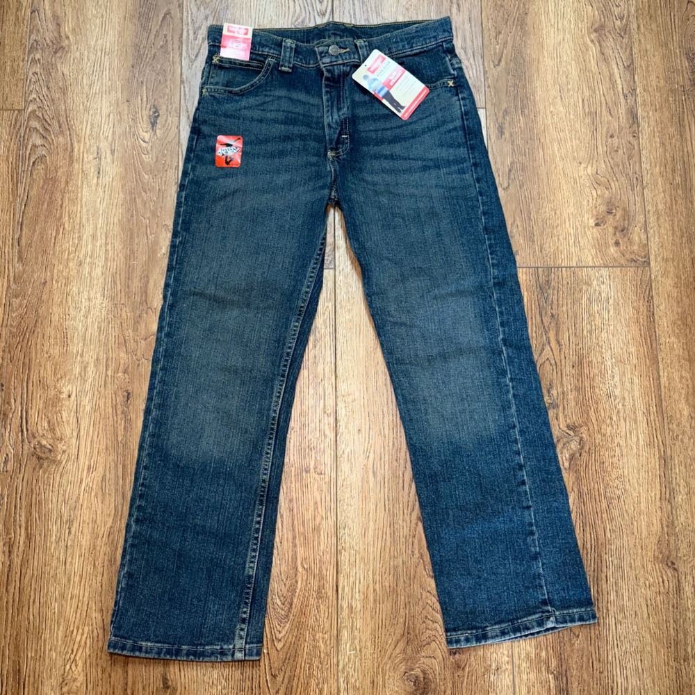 NEW Wrangler Slim Straight Blue Jeans Boys 14 Husky Flex Comfort Adjustable
